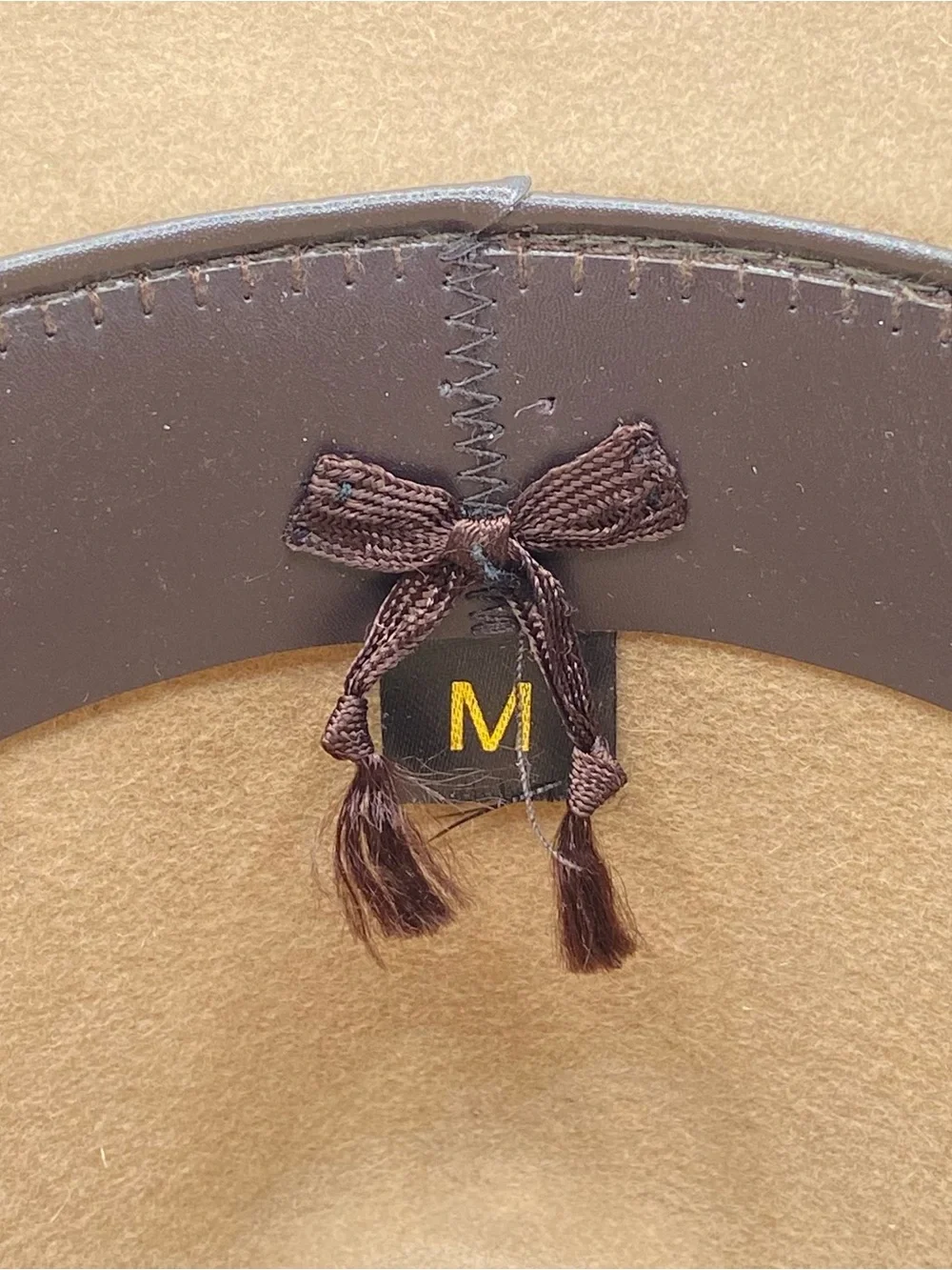 Adams & Spire Fur Felt Fedora Hat Camel Tan Wide Brim Feather Accent Size M